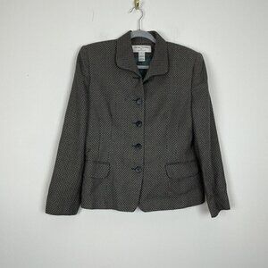 Rena Rowan For Saville Brown Tweed 5 Button Wool Blend Blazer Size 10